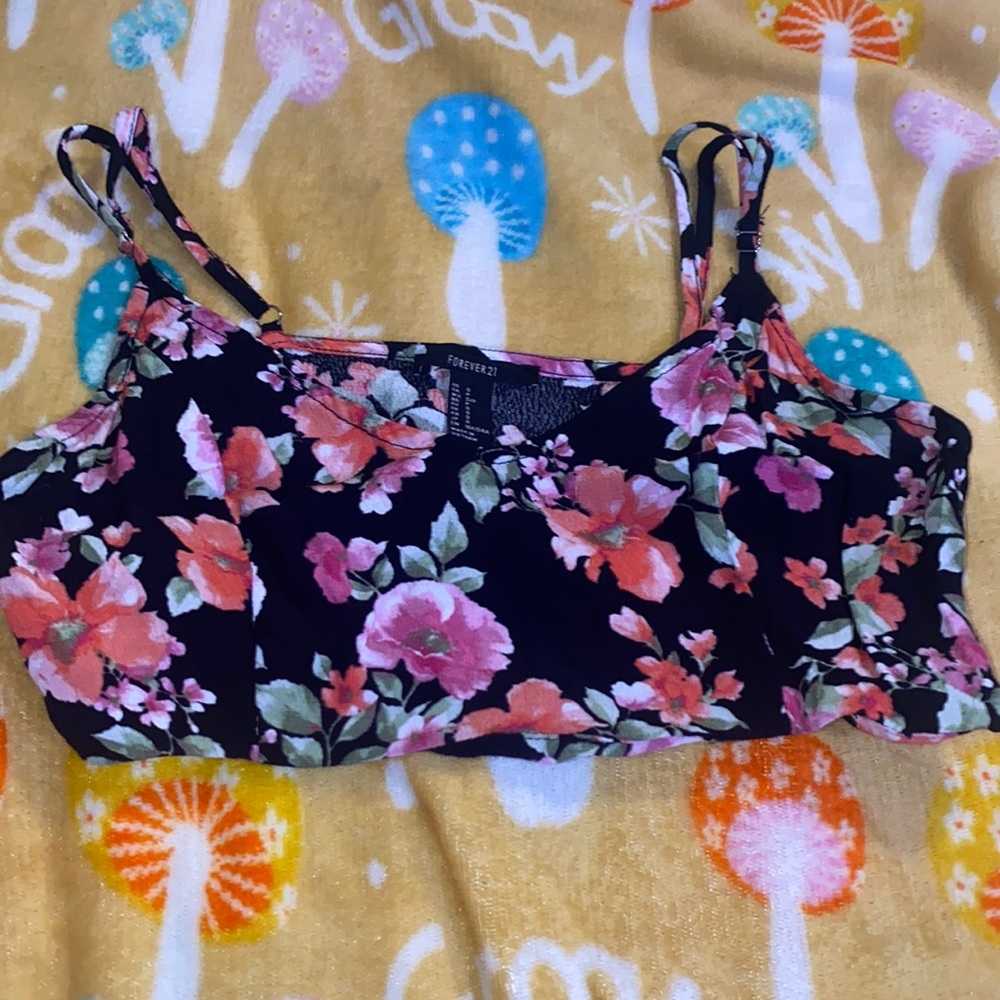 black floral print top